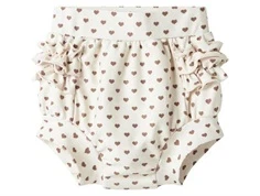 Badebloomers fra Lil Atelier i råhvid med små brune hjerter og flæser i siderne 132213574 turtledove